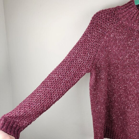 Prana Ibid Chunky Knit Wool Silk Blend Mockneck Tunic Sweater sz M - Picture 7 of 13